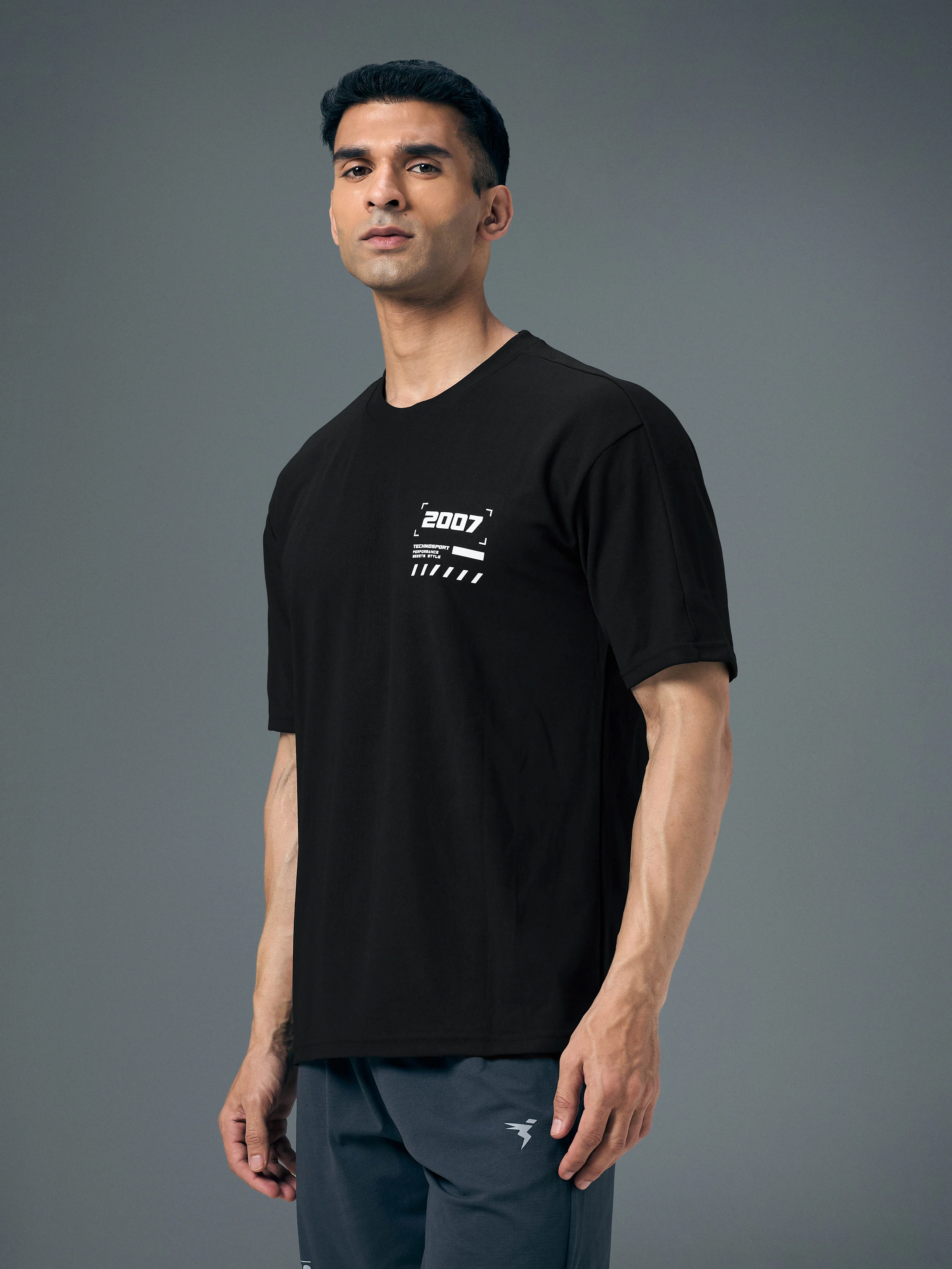 Men Typography Printed Oversized Round Neck Sports T-shirt with MATPIQ - Image 4