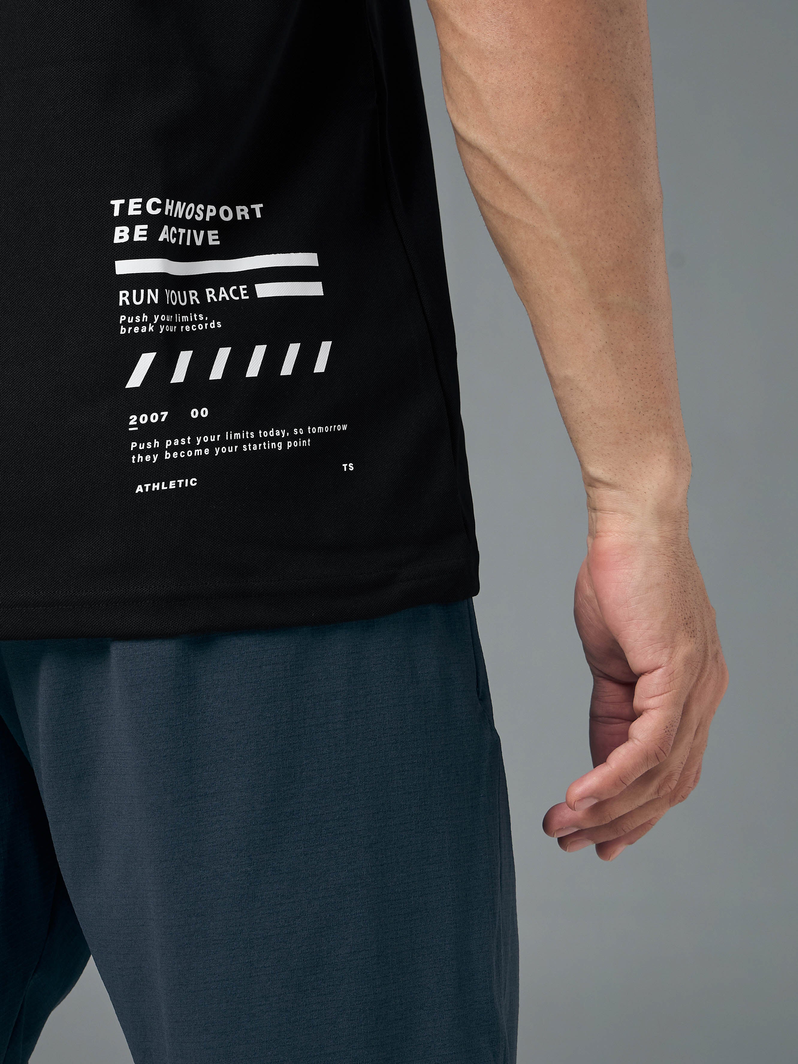 Men Typography Printed Oversized Round Neck Sports T-shirt with MATPIQ - Image 7
