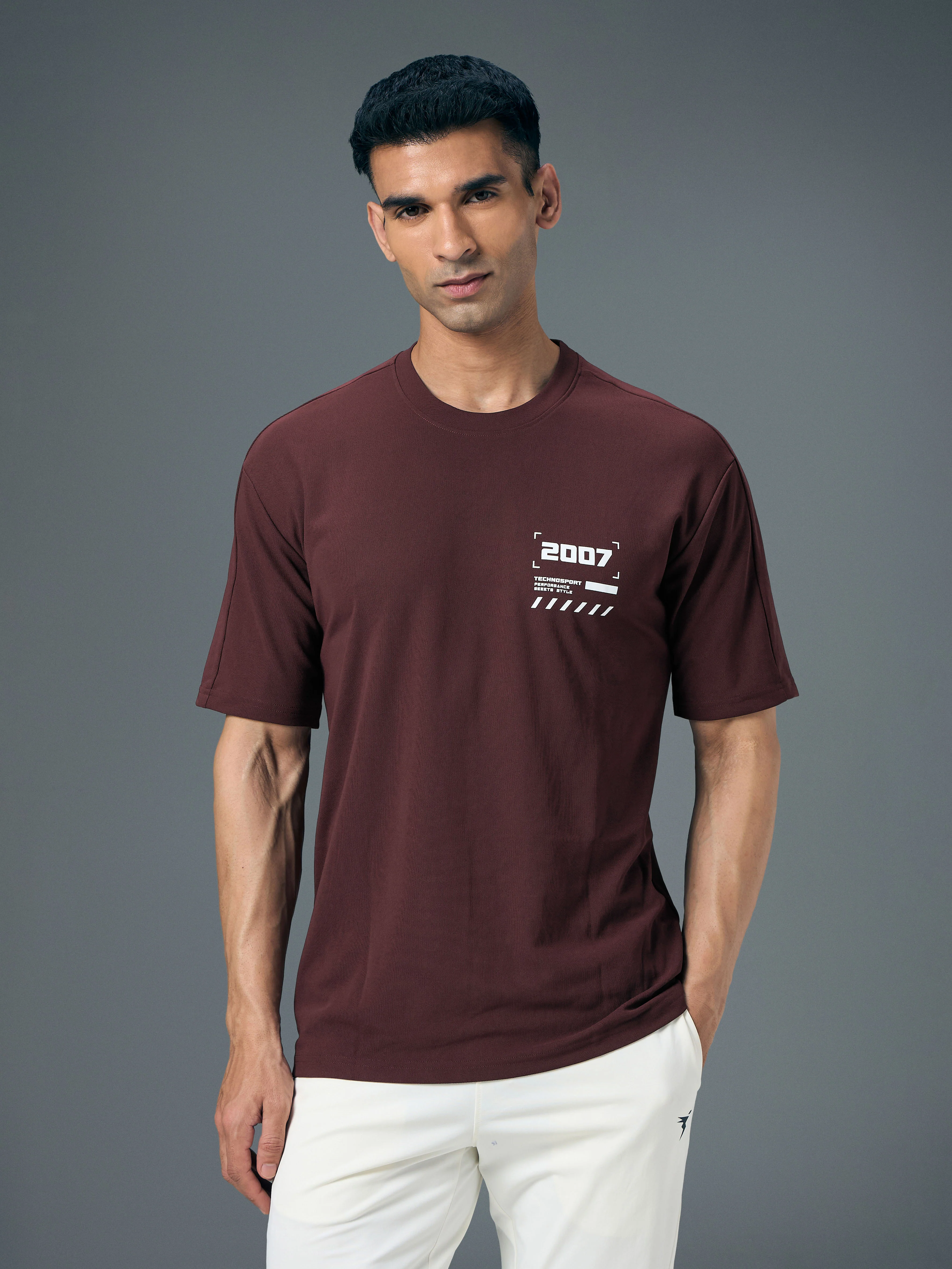 Men Typography Printed Oversized Round Neck Sports T-shirt with MATPIQ - Image 2