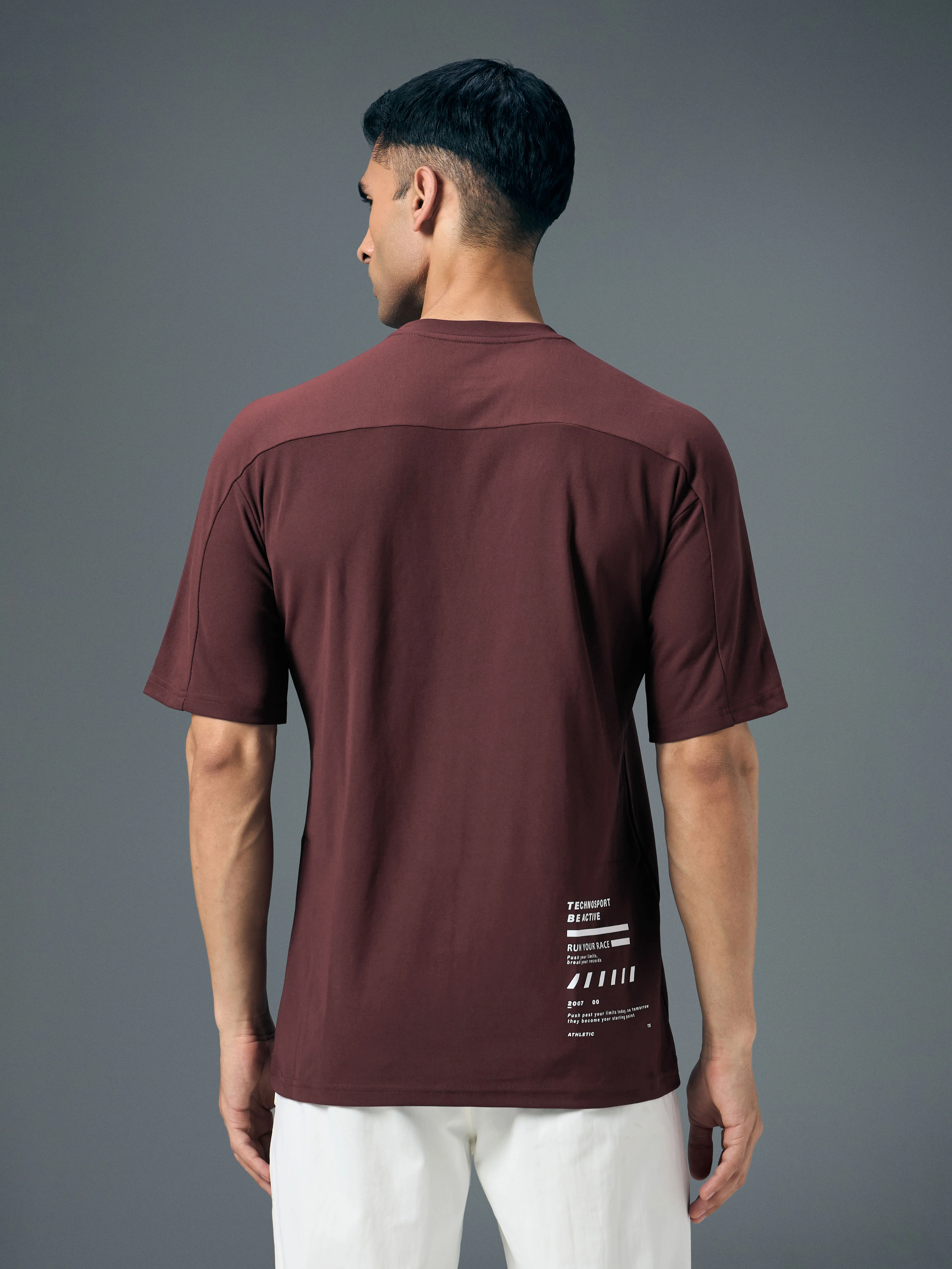 Men Typography Printed Oversized Round Neck Sports T-shirt with MATPIQ - Image 3
