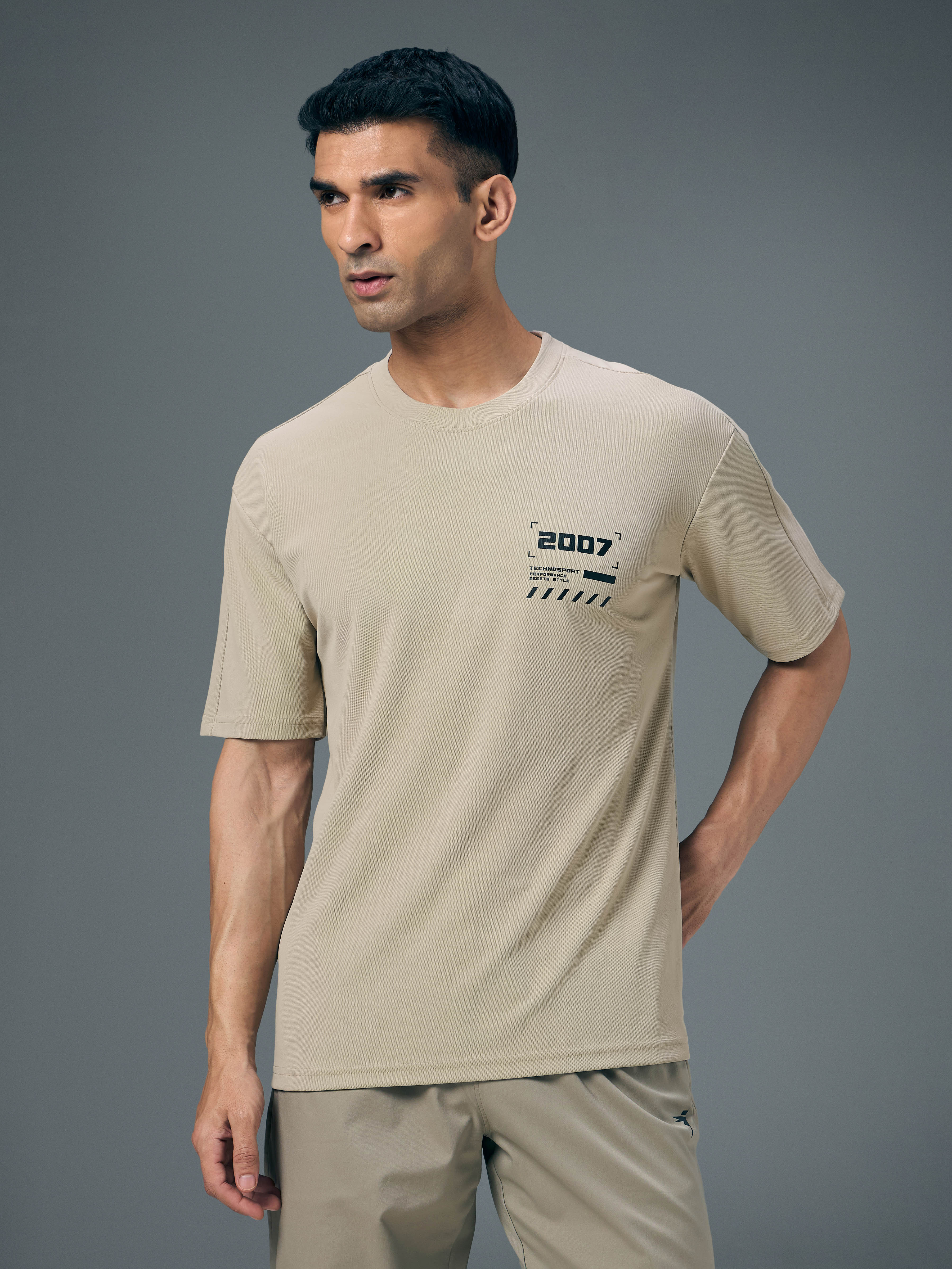 Men Typography Printed Oversized Round Neck Sports T-shirt with MATPIQ - Image 2