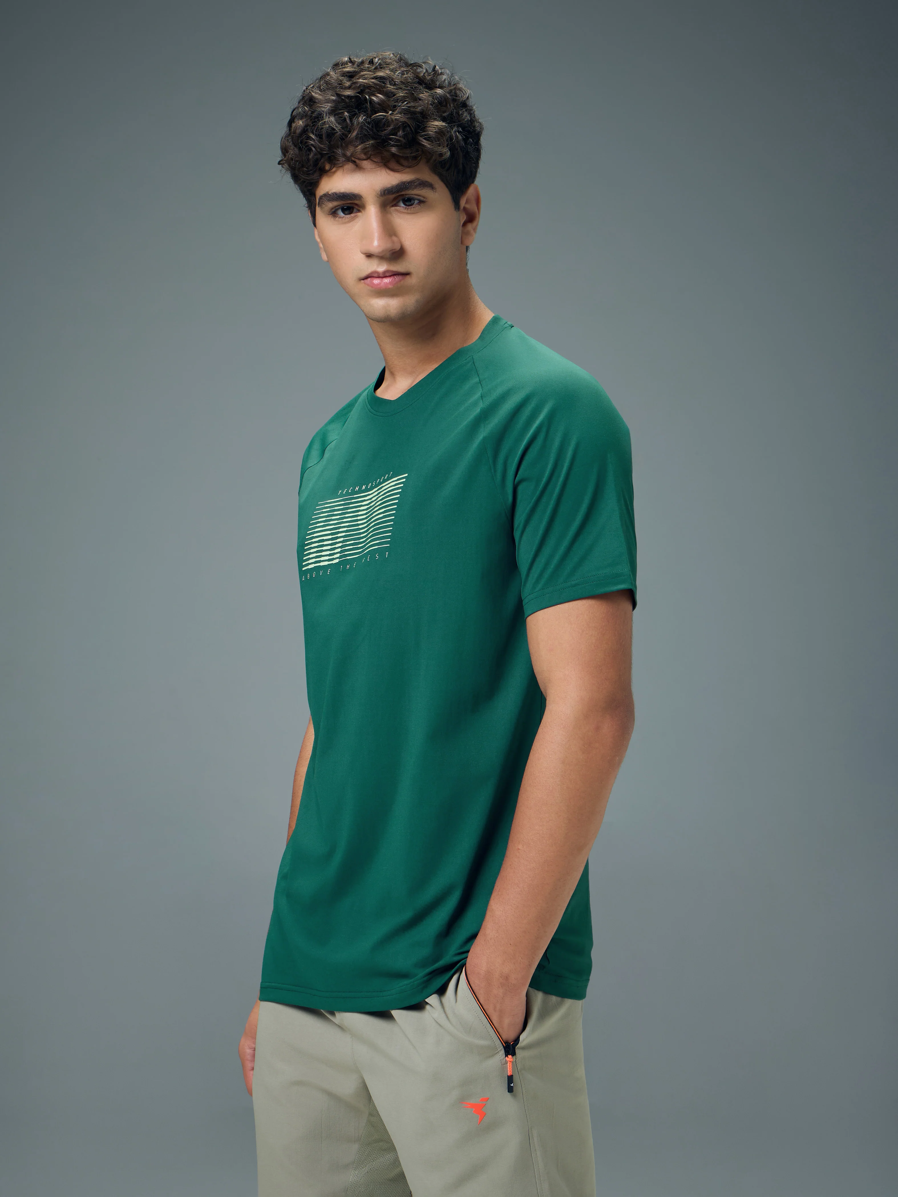 Men Typography Printed Slim Fit Round Neck Sports T-shirt with COTFLEX - Image 4