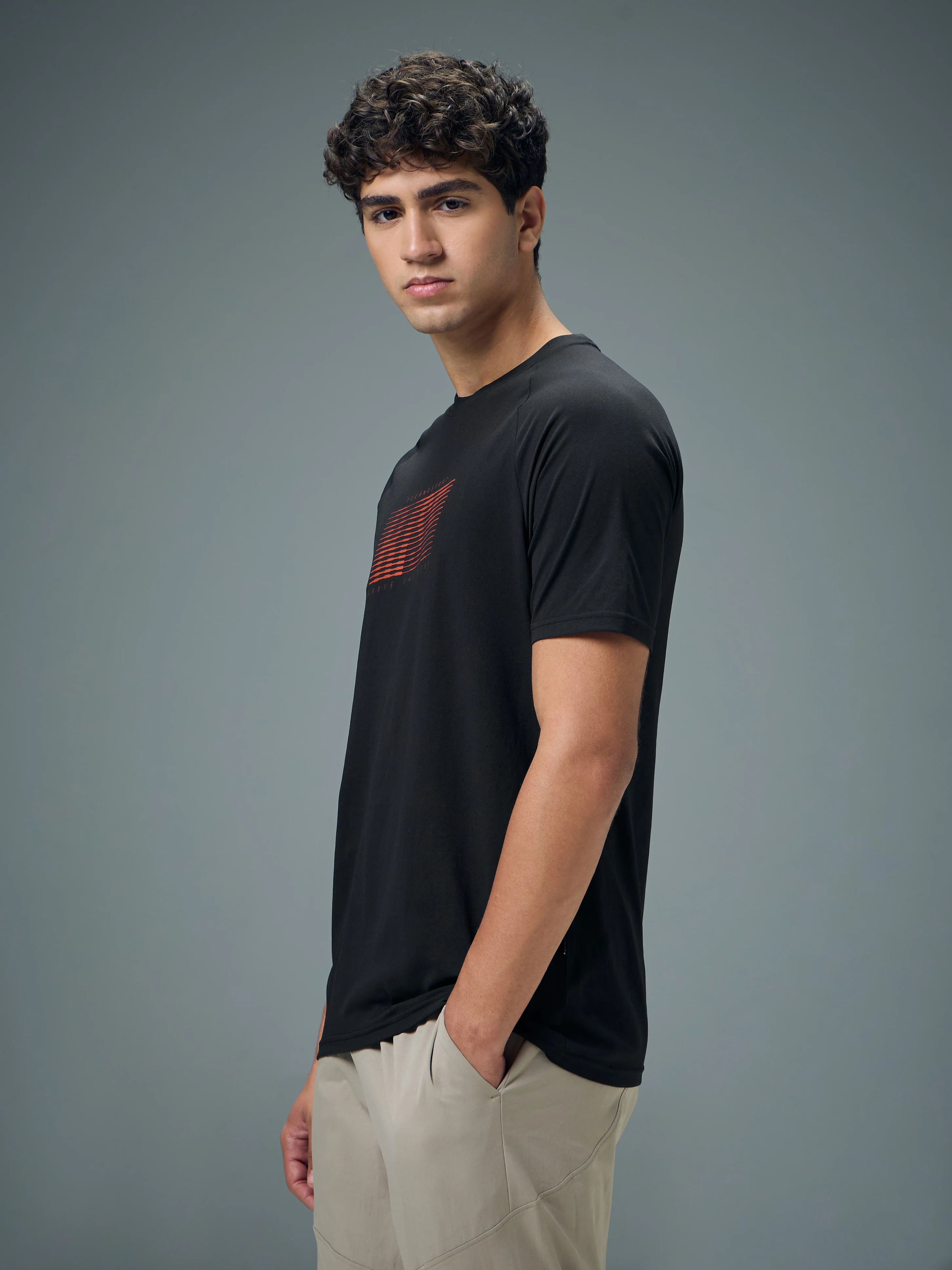 Men Typography Printed Slim Fit Round Neck Sports T-shirt with COTFLEX - Image 4