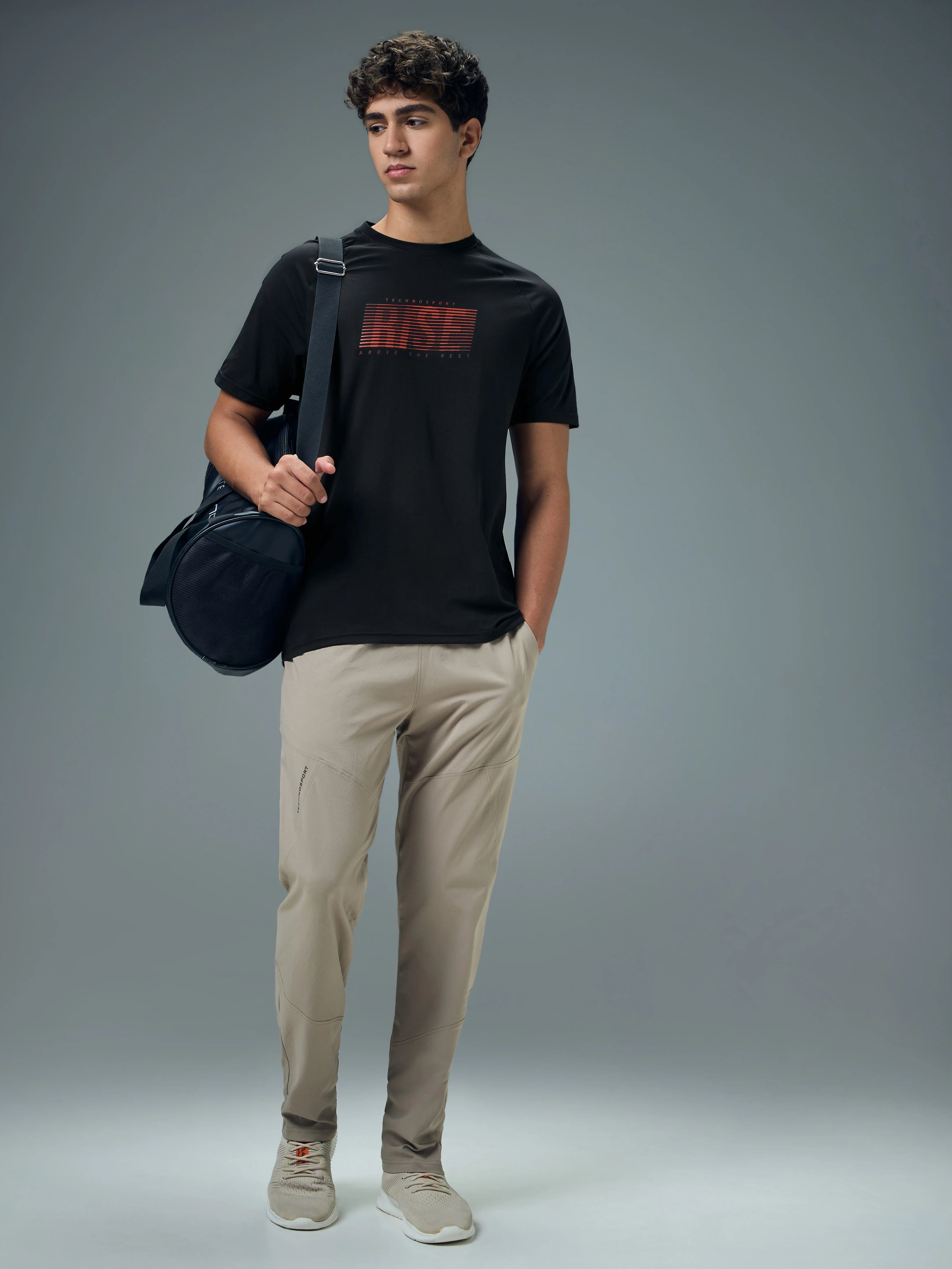 Men Typography Printed Slim Fit Round Neck Sports T-shirt with COTFLEX - Image 5