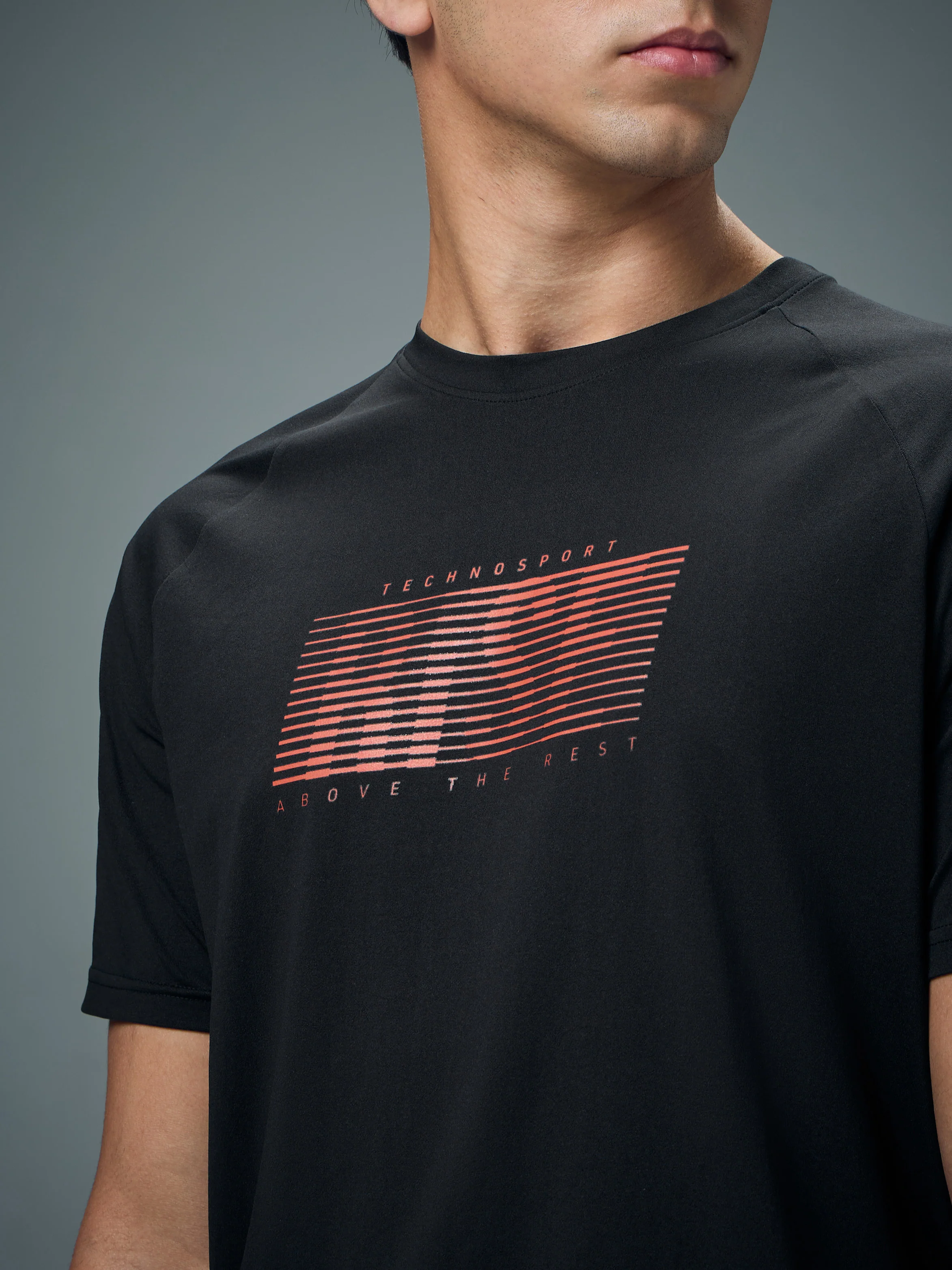 Men Typography Printed Slim Fit Round Neck Sports T-shirt with COTFLEX - Image 6