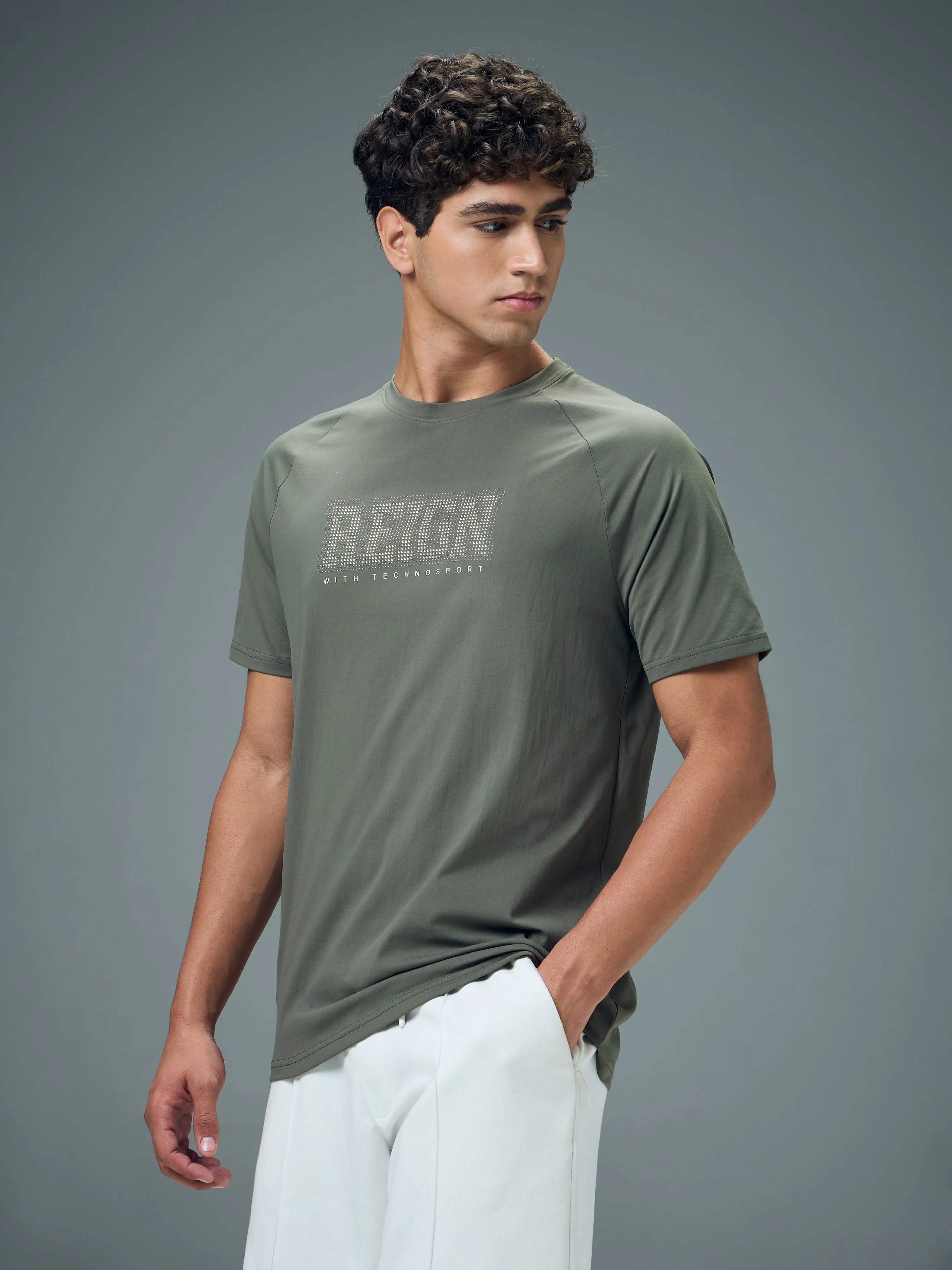 Men Typography Printed Slim Fit Round Neck Sports T-shirt with COTFLEX - Image 4