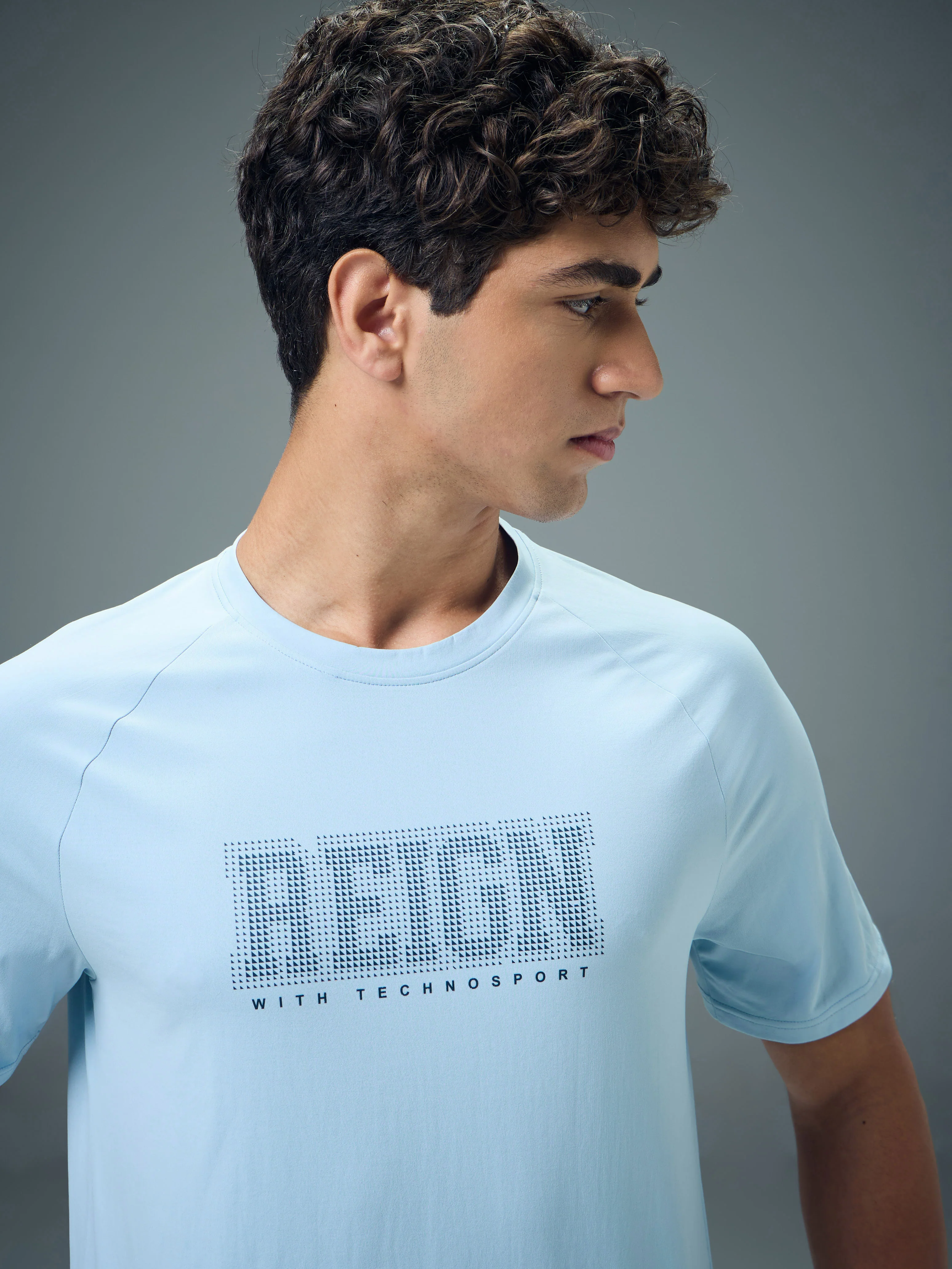 Men Typography Printed Slim Fit Round Neck Sports T-shirt with COTFLEX - Image 6