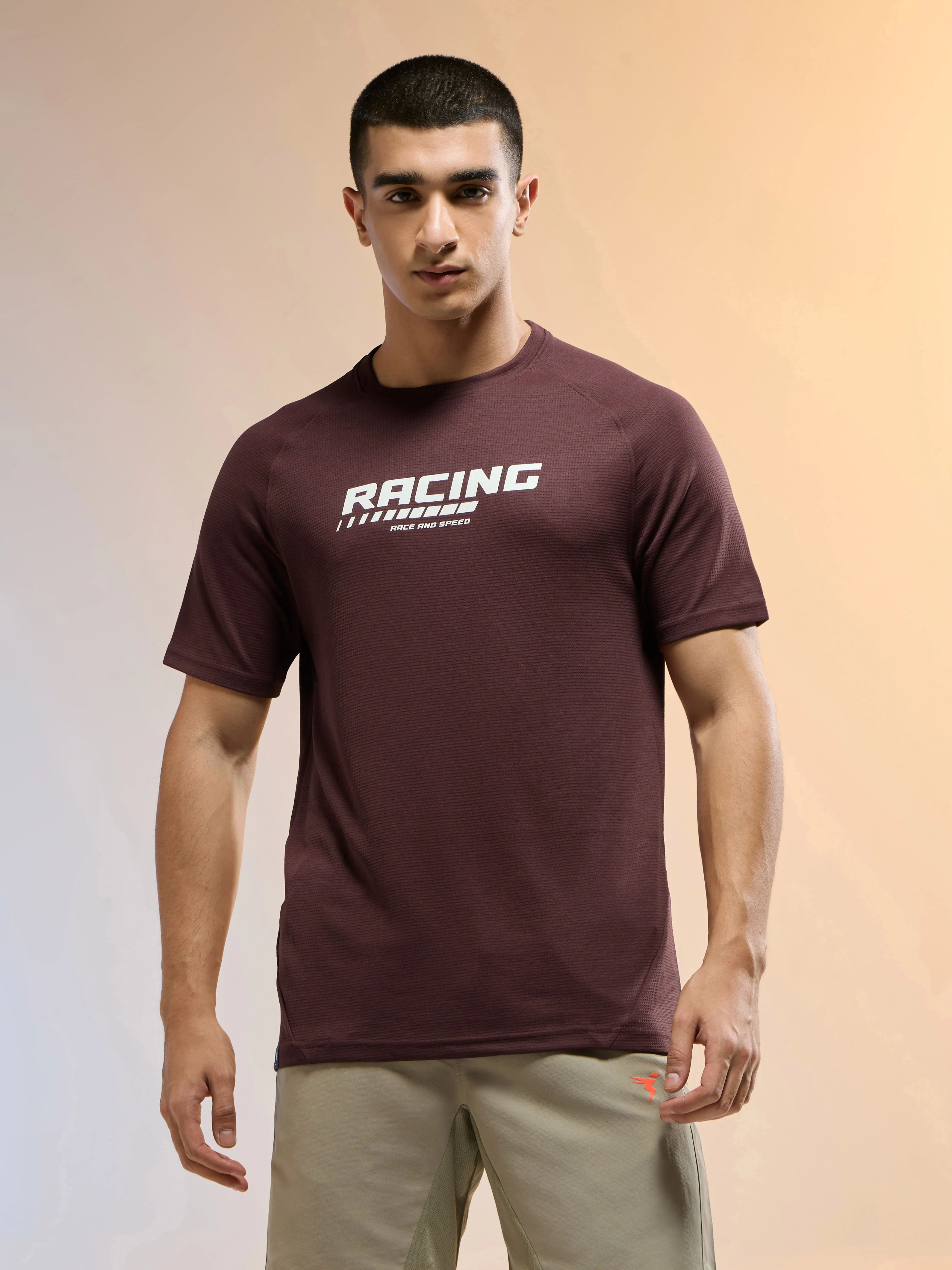 Men Typography Printed Slim Fit Round Neck Sports T-shirt with TECHNOCOOL+ - Image 2