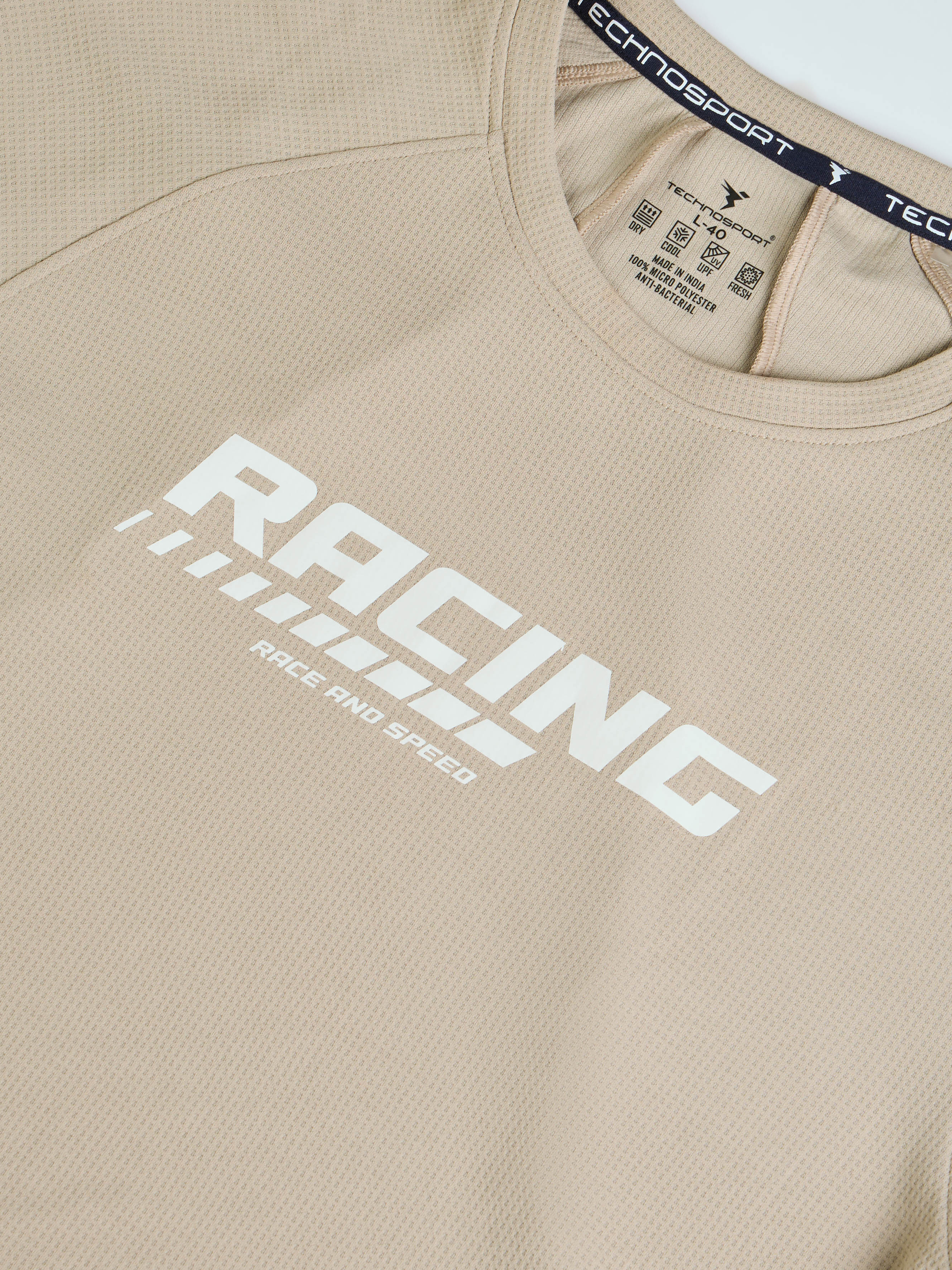 Men Typography Printed Slim Fit Round Neck Sports T-shirt with TECHNOCOOL+ - Image 7