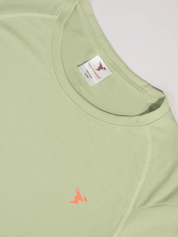 Men Solid Slim Fit Crew Neck T-shirt with TECHNO COOL - Image 5