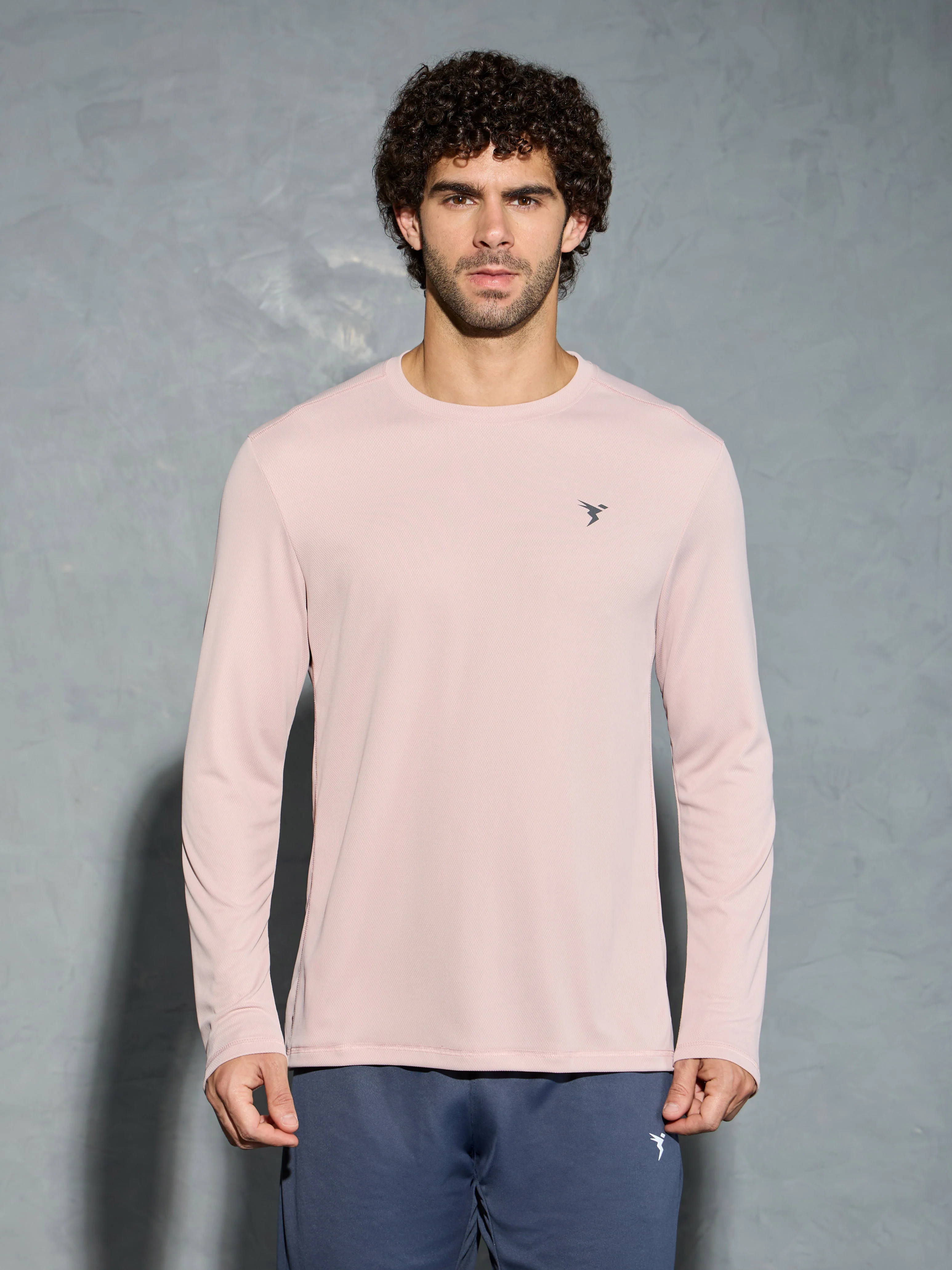 Men Solid Slim Fit Crew Neck T-shirt with TECHNO COOL+ - Image 2