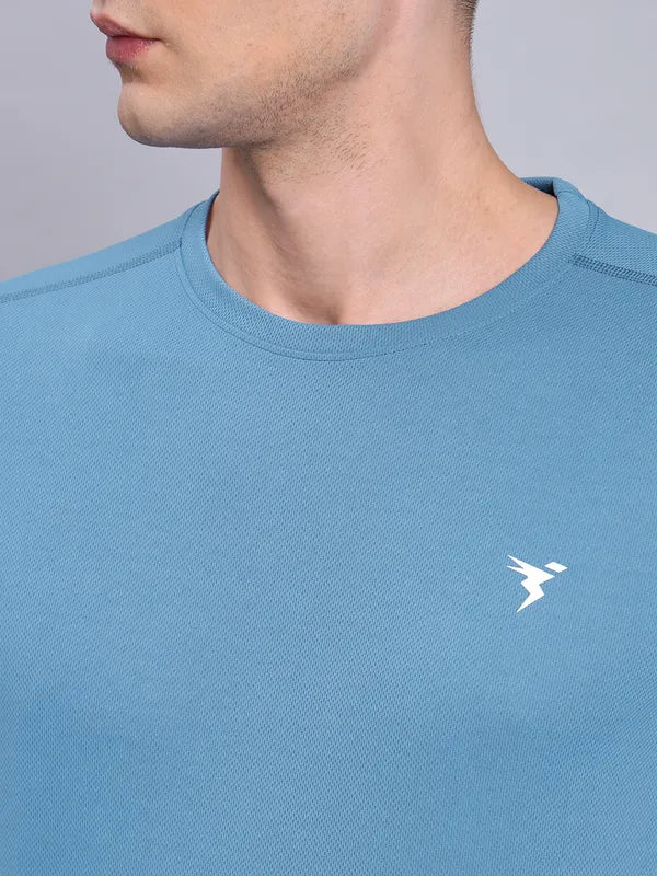 Men Solid Slim Fit Crew Neck T-shirt with TECHNO COOL+ - Image 5