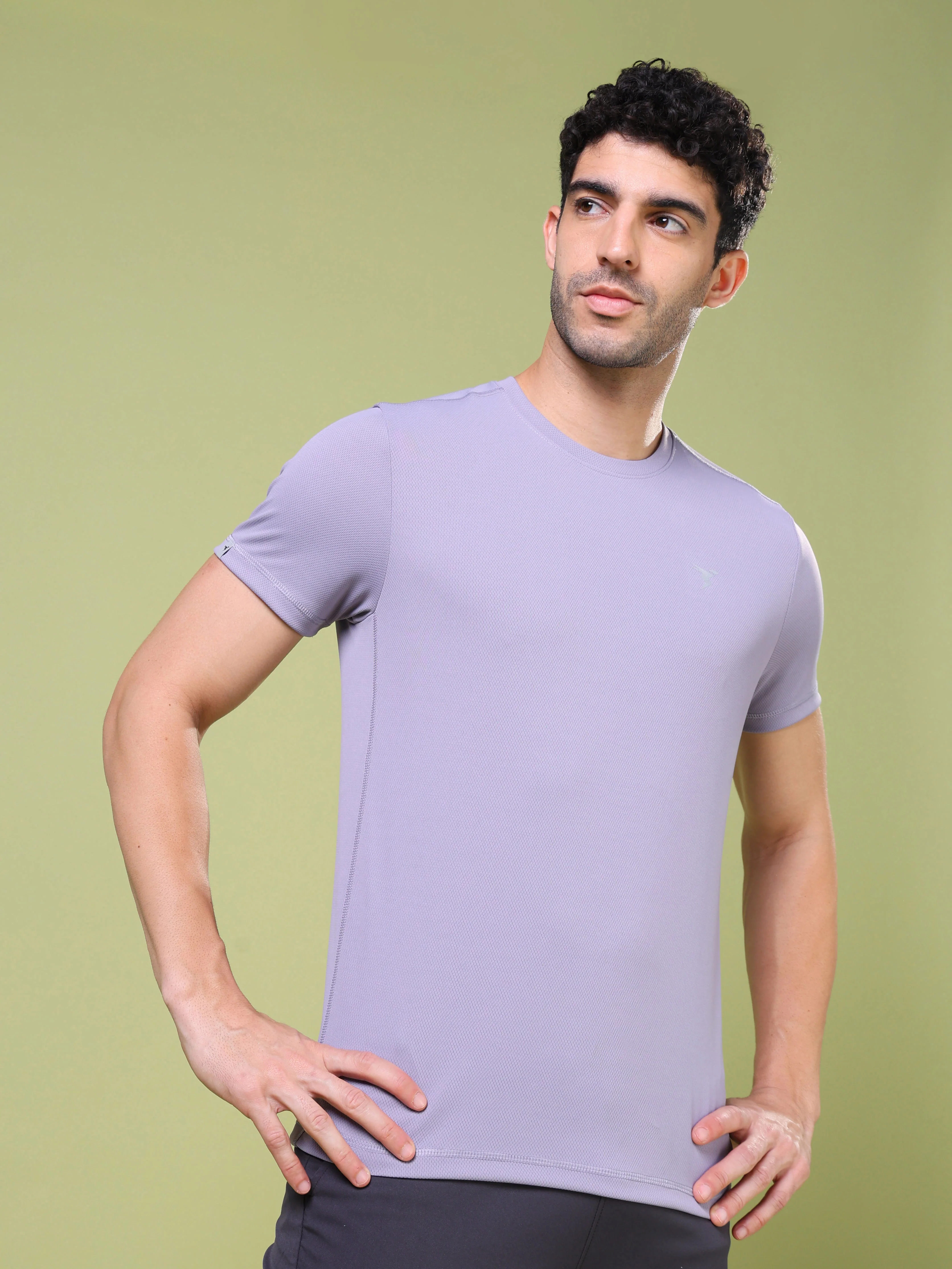 Men Solid Slim Fit Crew Neck T-shirt with TECHNO COOL+ - Image 2