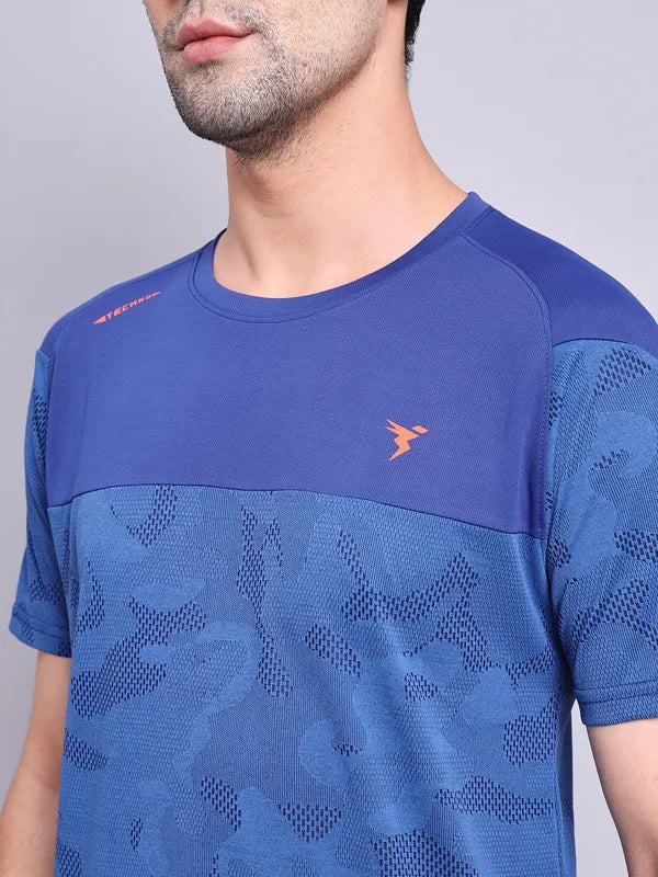 Men Jacquard Slim Fit Crew Neck T-shirt with VENTMESH - Image 5