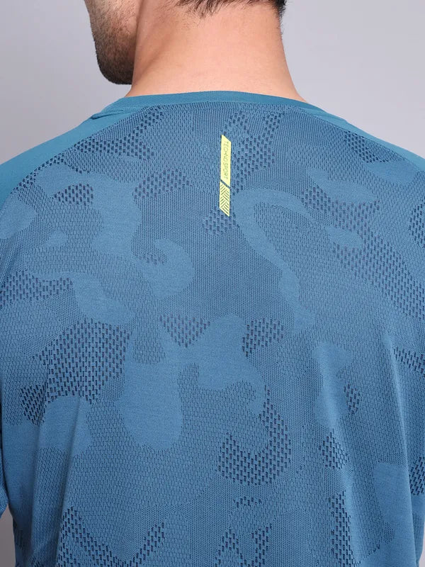 Men Jacquard Slim Fit Crew Neck T-shirt with VENTMESH - Image 6