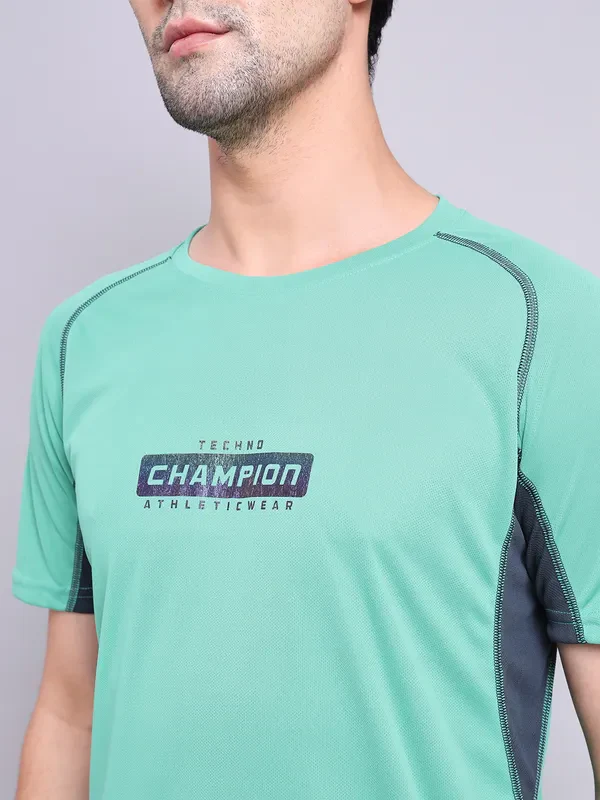 Men Printed Regular Fit Crew Neck T-shirt with TECHNO COOL+ - Image 6