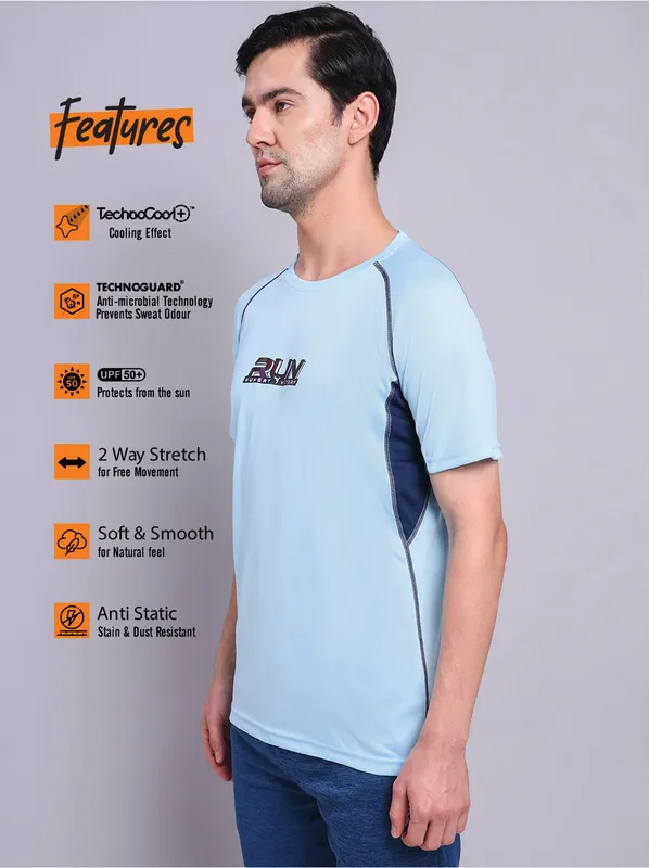 Men Printed Regular Fit Crew Neck T-shirt with TECHNO COOL+ - Image 4