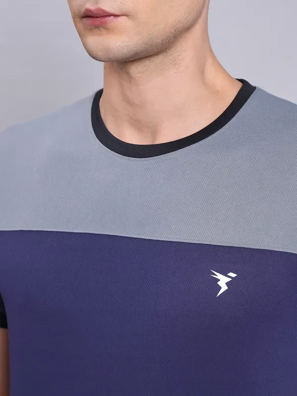 Men Colorblock Slim Fit Crew Neck T-shirt with TECHNO COOL+ - Image 5
