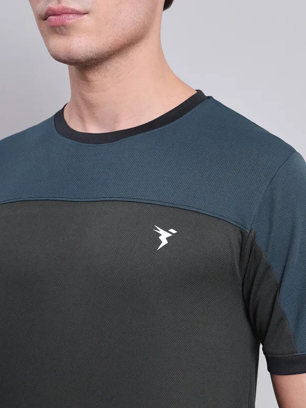 Men Colorblock Slim Fit Crew Neck T-shirt with TECHNO COOL+ - Image 6