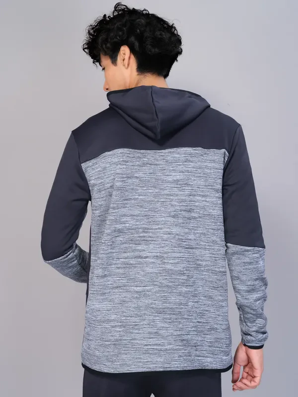 Men Melange Slim Fit Hooded Jacket with TECHNO WARM+ - Image 2