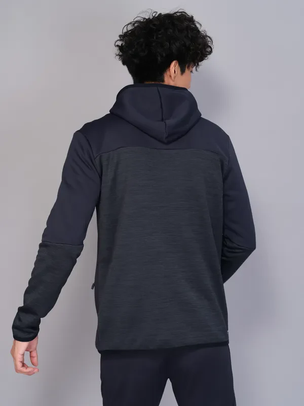 Men Melange Slim Fit Hooded Jacket with TECHNO WARM+ - Image 2
