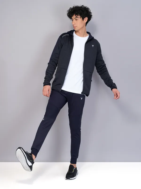 Men Melange Slim Fit Hooded Jacket with TECHNO WARM+ - Image 4