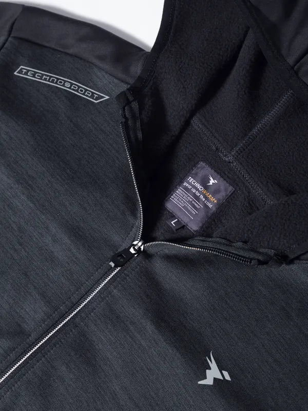 Men Melange Slim Fit Hooded Jacket with TECHNO WARM+ - Image 7