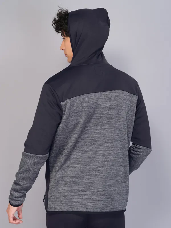 Men Melange Slim Fit Hooded Jacket with TECHNO WARM+ - Image 3