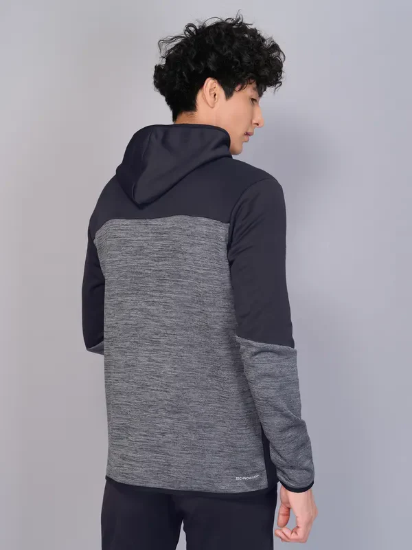Men Melange Slim Fit Hooded Jacket with TECHNO WARM+ - Image 4