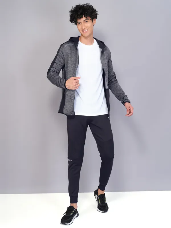 Men Melange Slim Fit Hooded Jacket with TECHNO WARM+ - Image 5