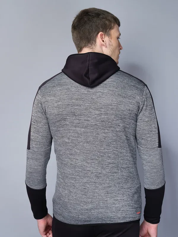 Men Melange Slim Fit Hooded Jacket with TECHNO WARM+ - Image 4