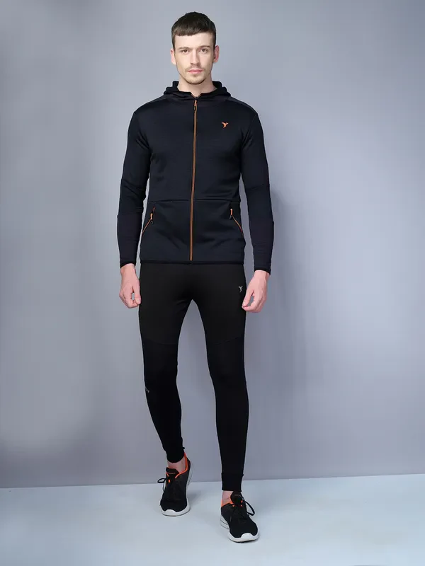 Men Melange Slim Fit Hooded Jacket with TECHNO WARM+ - Image 4