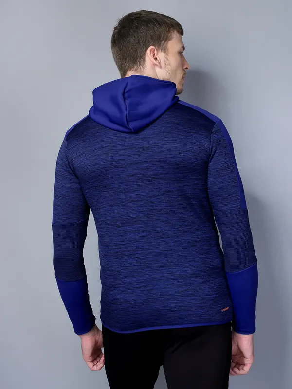 Men Melange Slim Fit Hooded Jacket with TECHNO WARM+ - Image 3