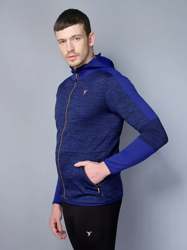 Men Melange Slim Fit Hooded Jacket with TECHNO WARM+ - Image 4