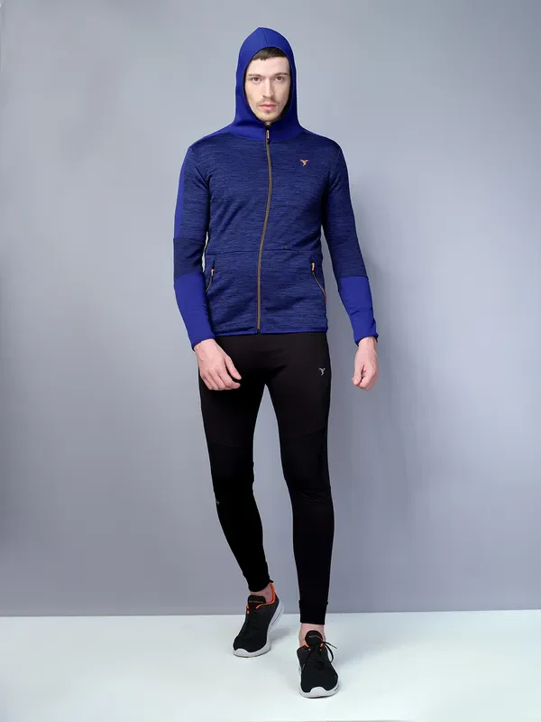 Men Melange Slim Fit Hooded Jacket with TECHNO WARM+ - Image 5