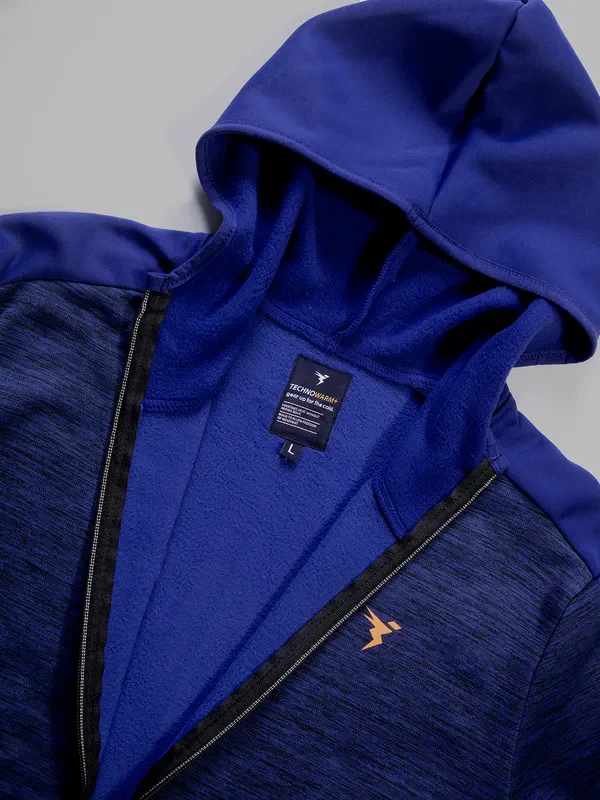 Men Melange Slim Fit Hooded Jacket with TECHNO WARM+ - Image 6