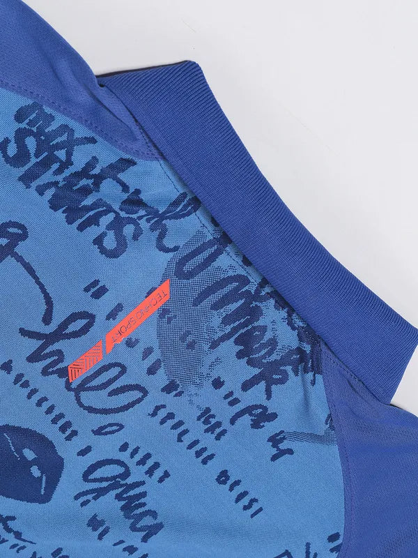 Men Printed Slim Fit Polo T-shirt with DOUBLE COOL - Image 2