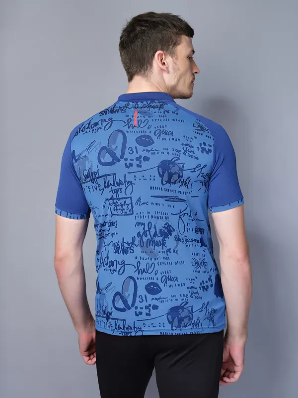 Men Printed Slim Fit Polo T-shirt with DOUBLE COOL - Image 4