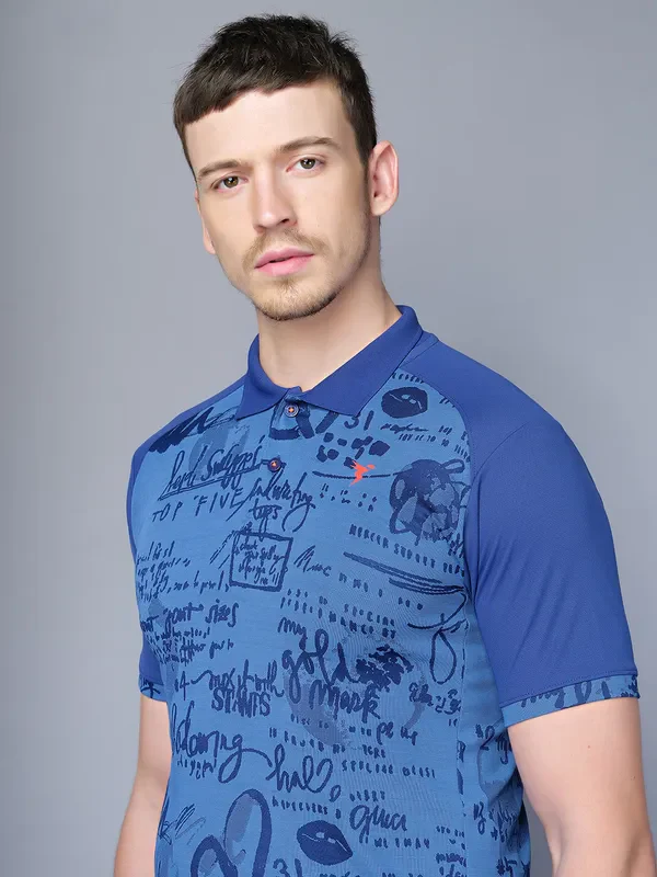 Men Printed Slim Fit Polo T-shirt with DOUBLE COOL - Image 7