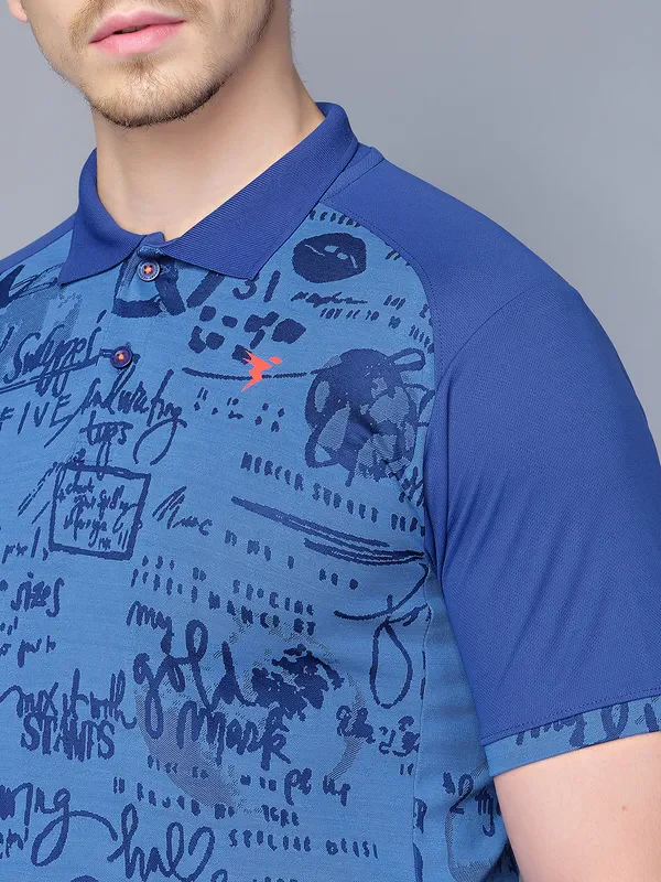 Men Printed Slim Fit Polo T-shirt with DOUBLE COOL - Image 9