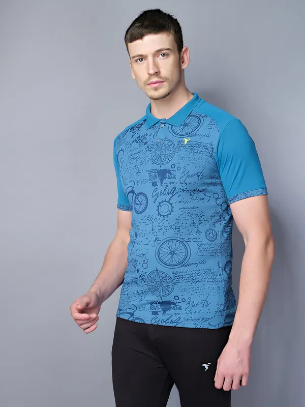 Men Printed Slim Fit Polo T-shirt with DOUBLE COOL - Image 6
