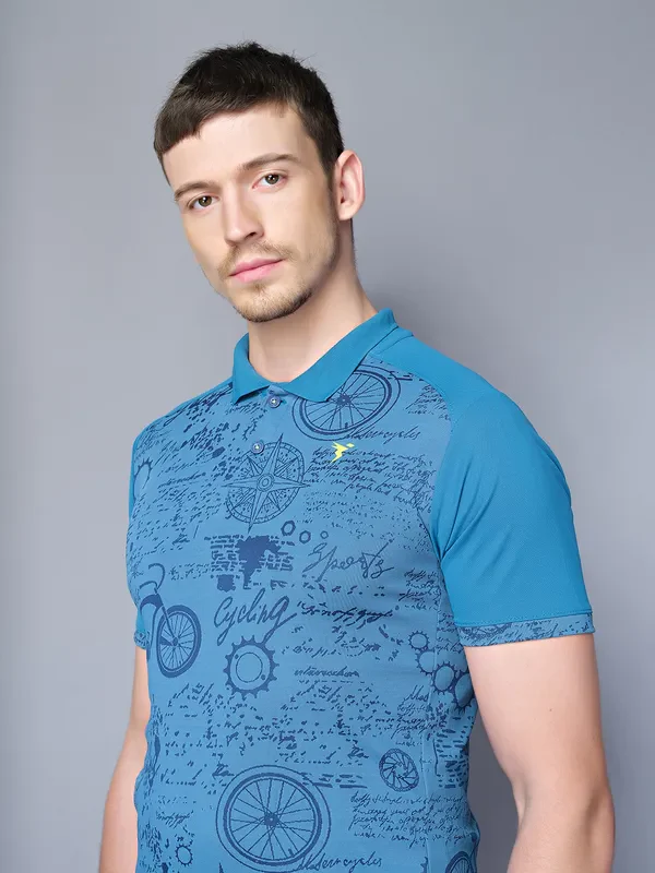 Men Printed Slim Fit Polo T-shirt with DOUBLE COOL - Image 7