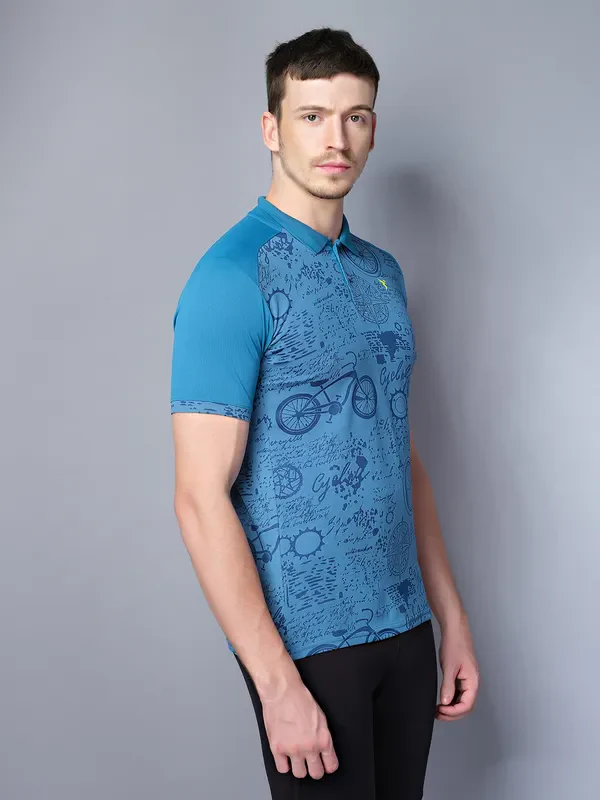 Men Printed Slim Fit Polo T-shirt with DOUBLE COOL - Image 8