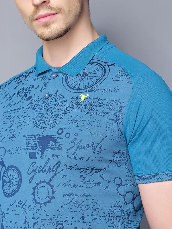 Men Printed Slim Fit Polo T-shirt with DOUBLE COOL - Image 9