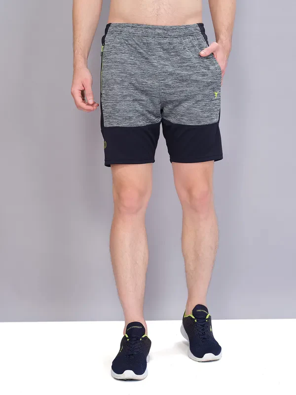 Men Melange Slim Fit Shorts with TECHNO GUARD