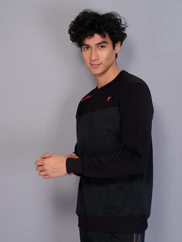 Men Melange Slim Fit Crew Neck Sweatshirt with TECHNO WARM+ - Image 3