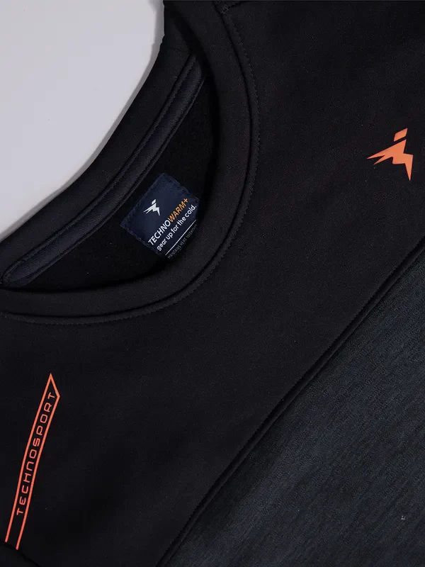 Men Melange Slim Fit Crew Neck Sweatshirt with TECHNO WARM+ - Image 7