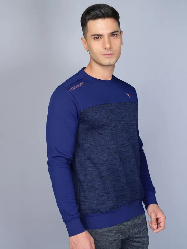 Men Melange Slim Fit Crew Neck Sweatshirt with TECHNO WARM+ - Image 3