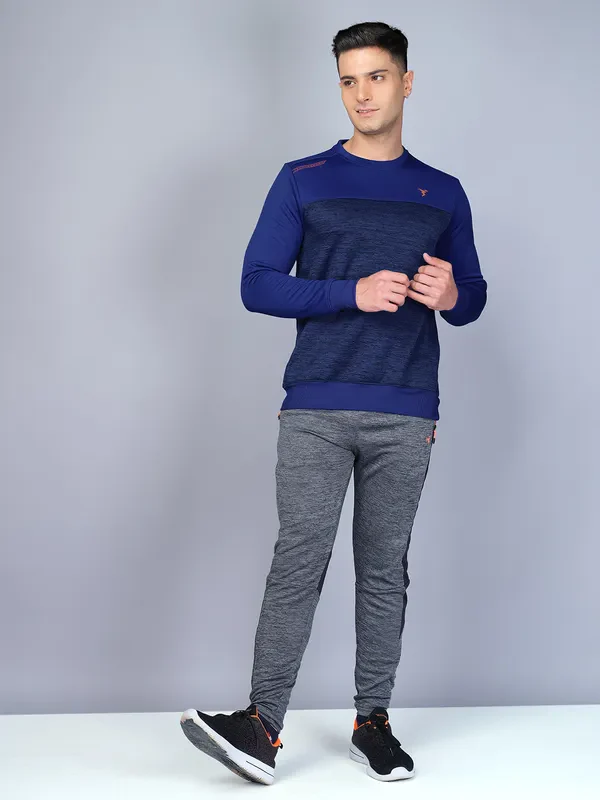 Men Melange Slim Fit Crew Neck Sweatshirt with TECHNO WARM+ - Image 4