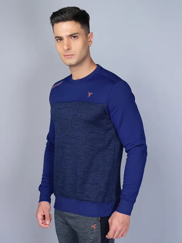 Men Melange Slim Fit Crew Neck Sweatshirt with TECHNO WARM+ - Image 5